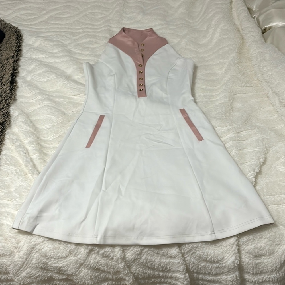 Calliope White and Pink Athletic Dress with Shorts
